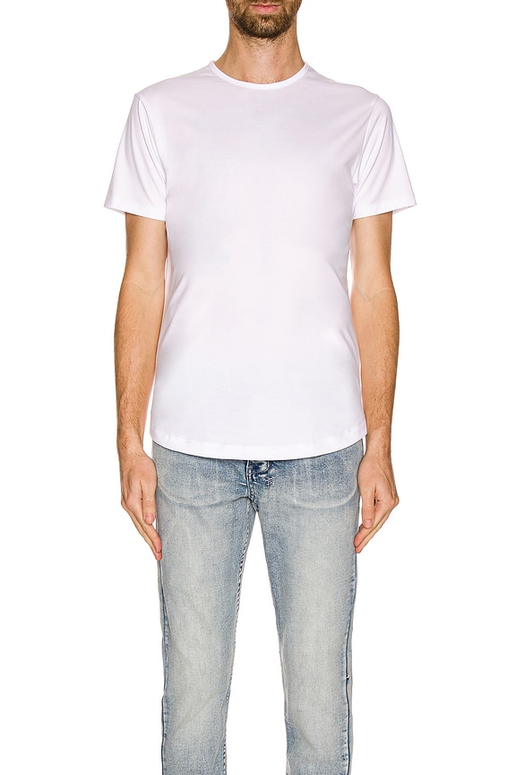 view 3 of 3 Crew Curve Hem T-Shirt in white