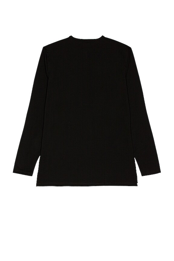 view 2 of 3 Long Sleeve Henley Split Hem in Black