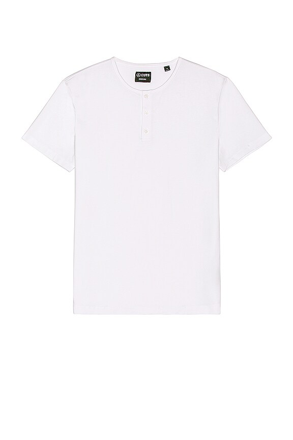 view 1 of 3 Henley Curve-Hem T-Shirt in white