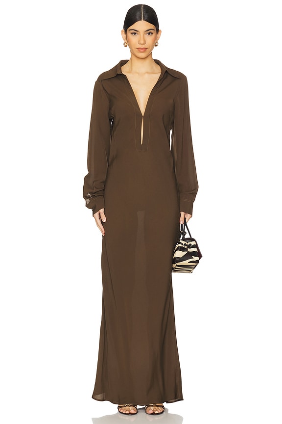 view 2 of 4 Isla Deep V Gown in Chocolate