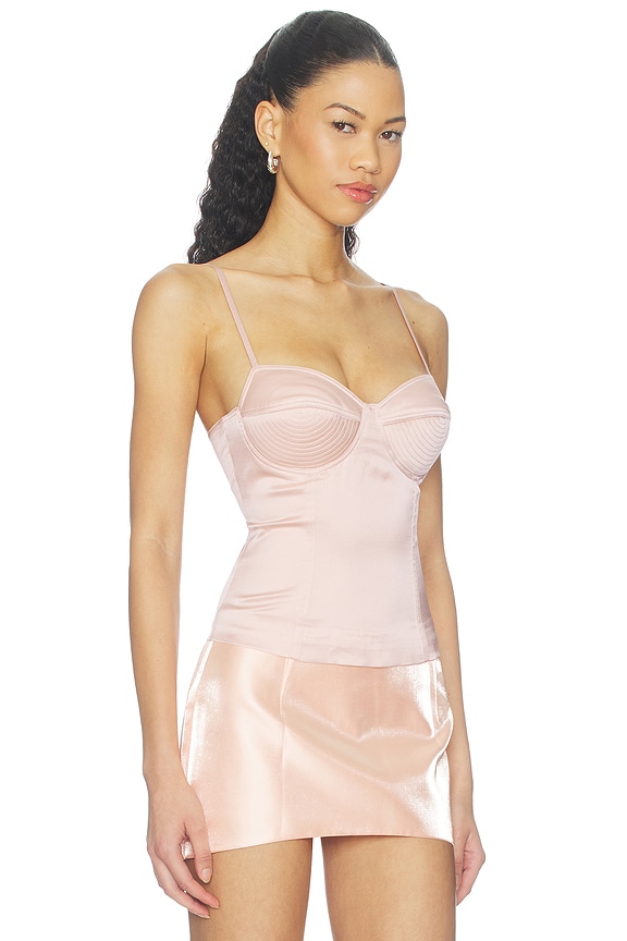 view 2 of 4 Satin Bullet Bra Top in Pink