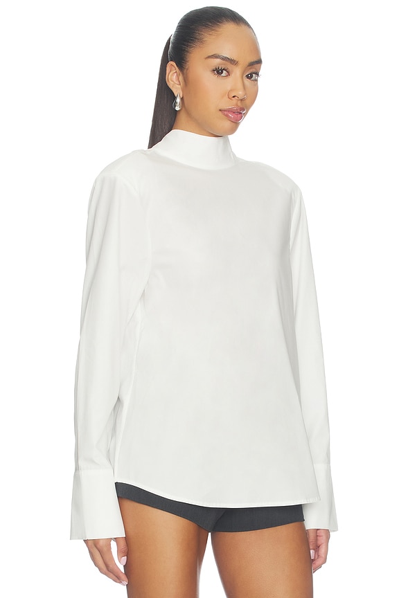 view 2 of 4 Tie Back Poplin Shirt in White