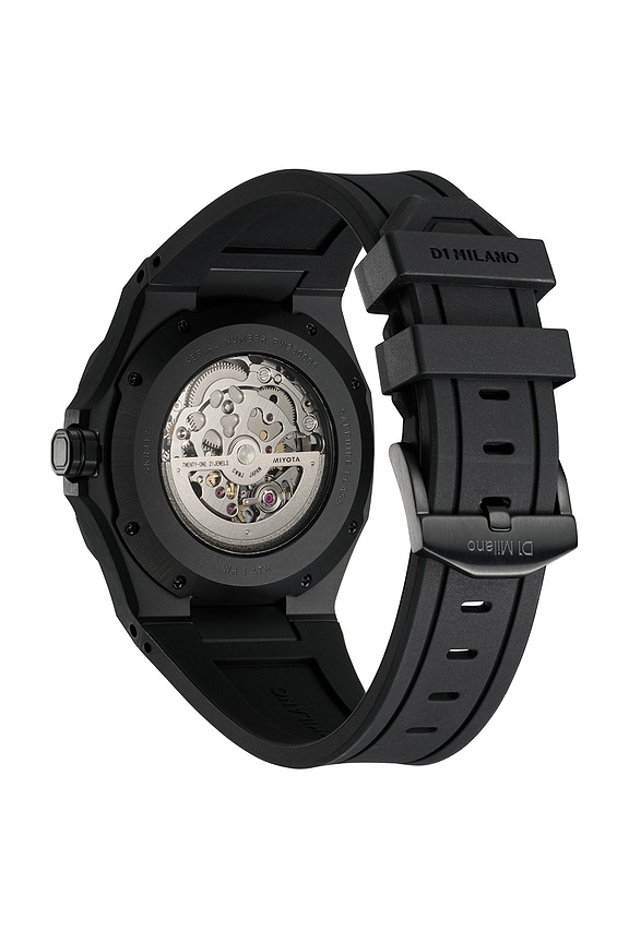 D1 MILANO MECHANICAL MC-01 ブラック D1 Milano Skeleton Steel 41.5mm Watch in Jet Black | REVOLVE