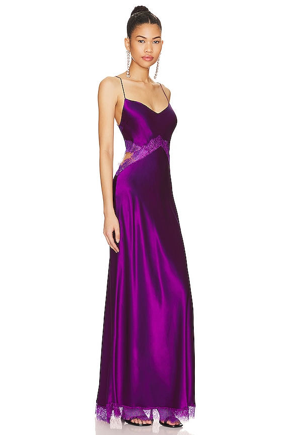 view 2 of 3 Lace Cut Out Maxi Slip Dress in Wine