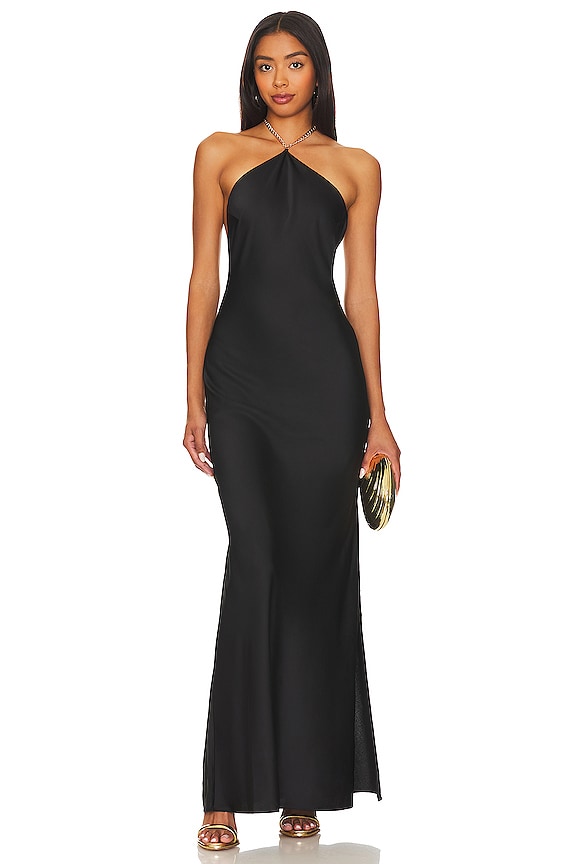 view 2 of 4 Halter Chain Maxi Dress in Black