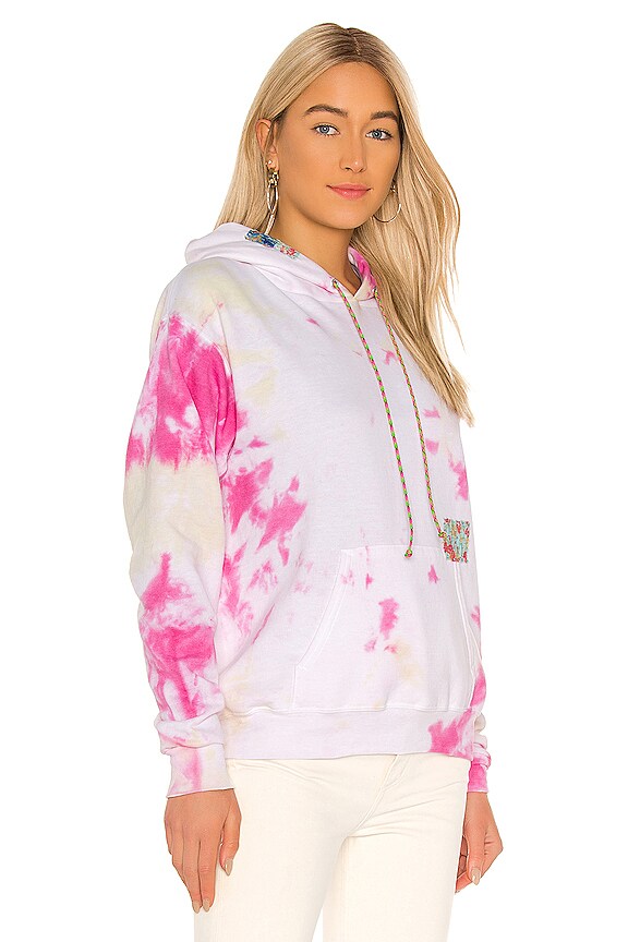 view 2 of 5 Patchwork Tie Dye Hoodie in Pink