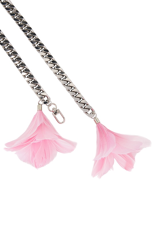 view 2 of 2 Feather Flower Detail Chunky Chain Belt in Pink & Silver