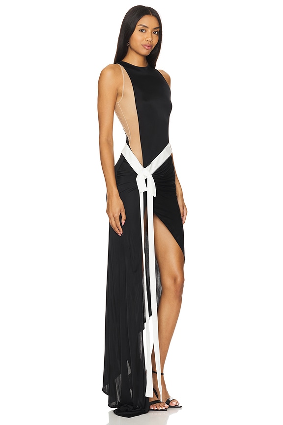 view 2 of 4 Satin Bow Detail Gown in Black & White
