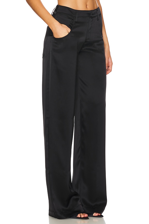 view 2 of 6 Satin Wide Leg Trouser in Black