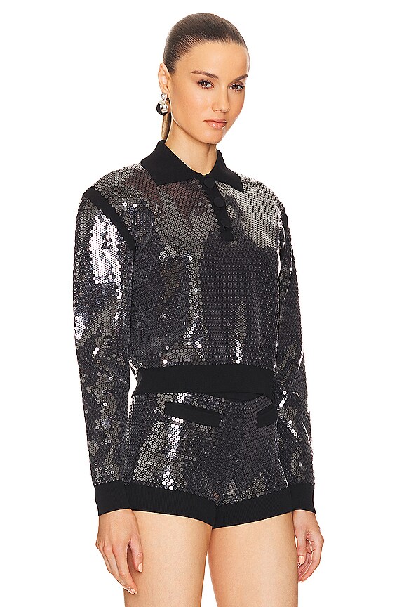 view 2 of 5 Sequins Embroidery Knit Top in Black