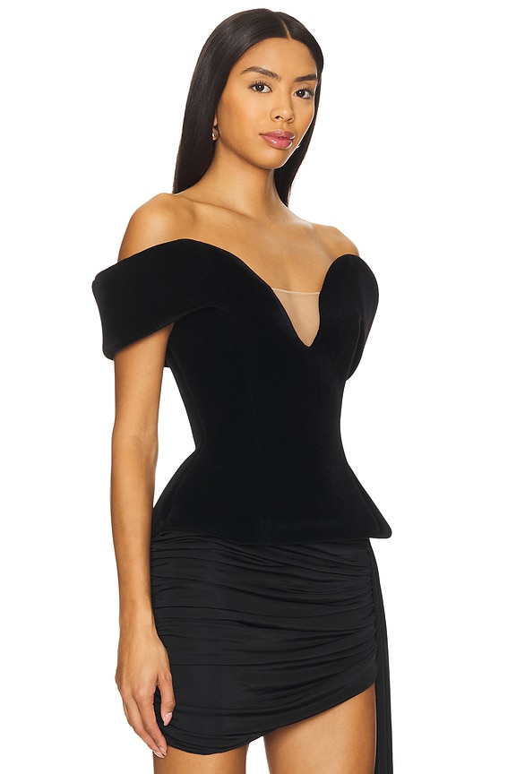 view 2 of 4 Off Shoulder Velvet Top in Black