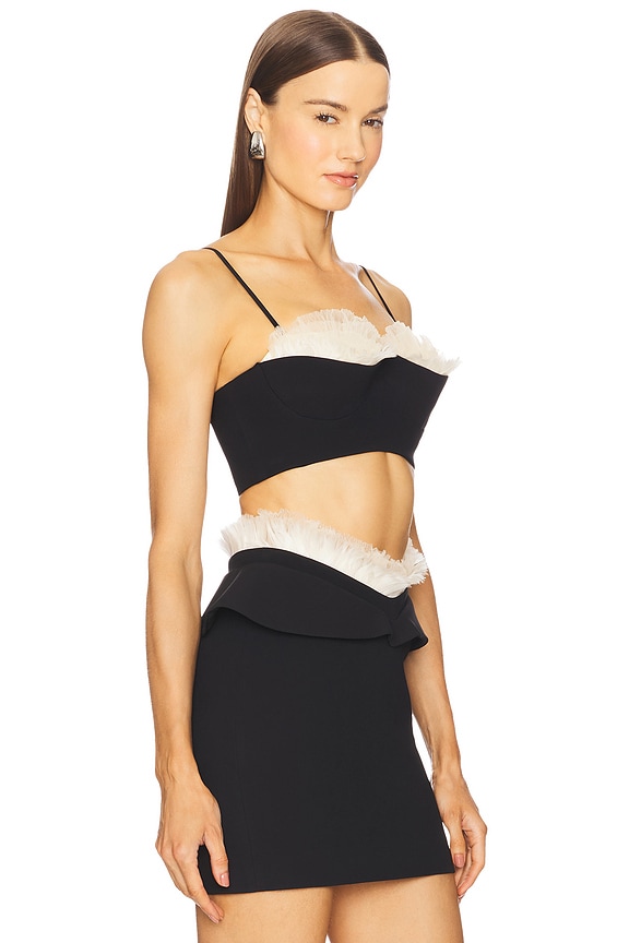view 2 of 4 Ruffle & Feather Balconette Bra Top in Black & Off White