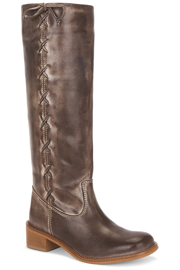 view 2 of 5 Ann Side Laces Gaucho Boot in Dark Brown