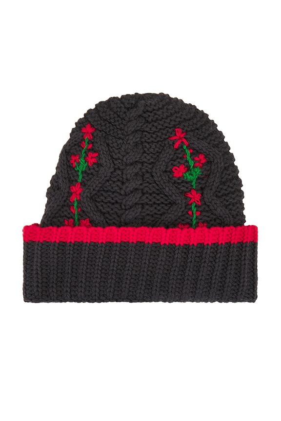 view 2 of 2 Cable Knit Grandpa Beanie in Charcoal