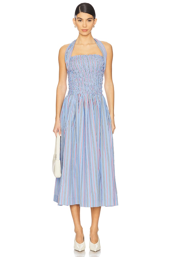 view 2 of 5 Mia Midi Dress in Bold Blue Stripe