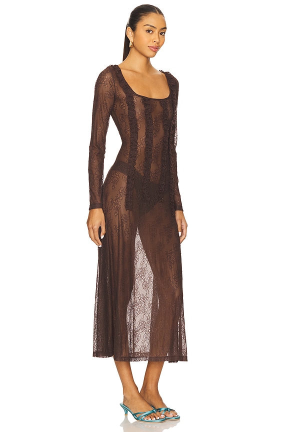 view 2 of 3 ROBE RAPHI LACE MIDI in Coffee