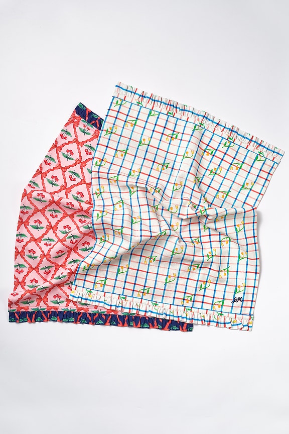 view 2 of 3 SERVIETTES À THÉ SET OF 2 TEA TOWELS in Tulip Check & Pink Cherry