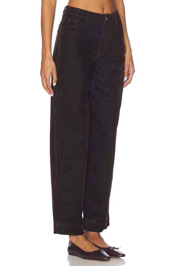 view 2 of 6 Drew Flocked Denim Straight Leg in Bitter Choc