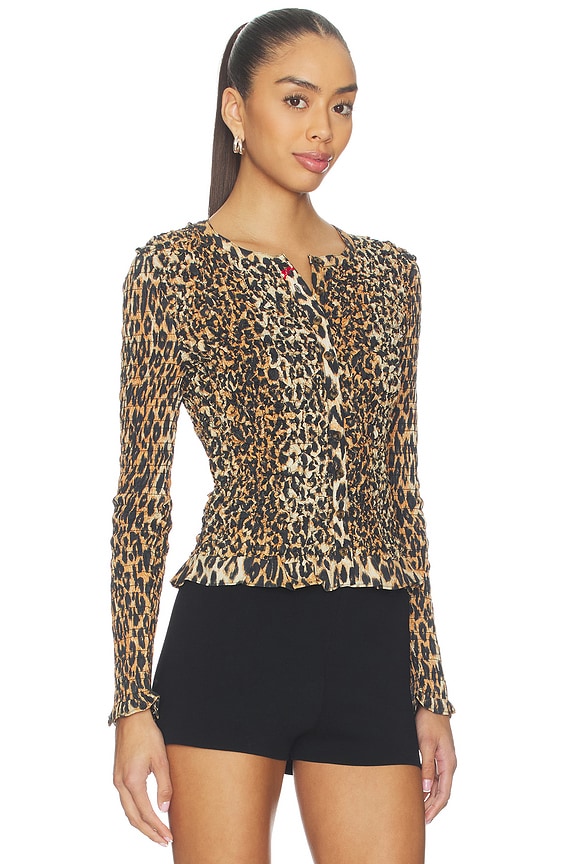 view 2 of 5 GILET ELLIANA SMOCKED in Leopard