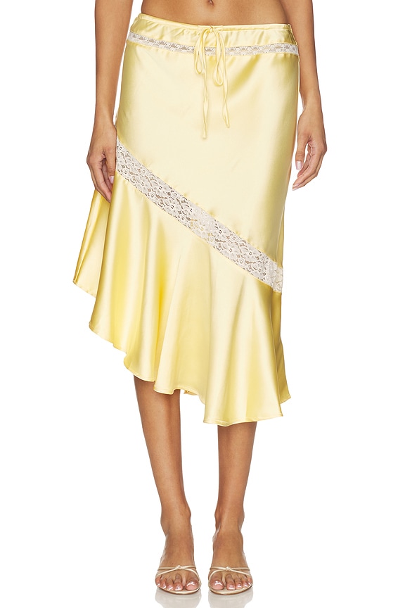 view 1 of 6 Delphia Satin Midi Skirt in Yellow