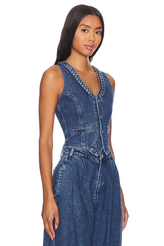 view 2 of 5 Vintage Wash Isla Denim Waistcoat in Blue