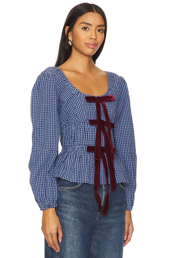 view 2 of 4 Dakota Blouse in Blue Check