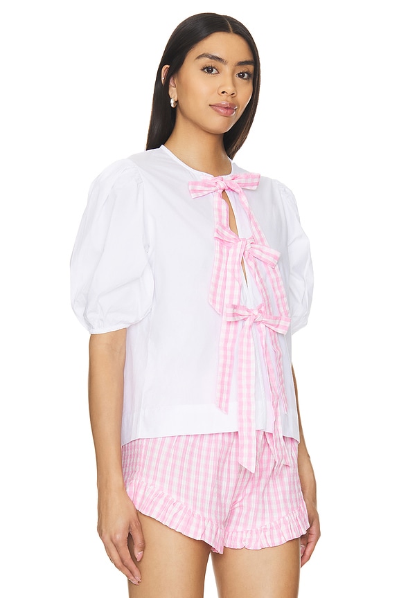 view 2 of 4 Paddy Night Blouse in Pink Gingham Bows
