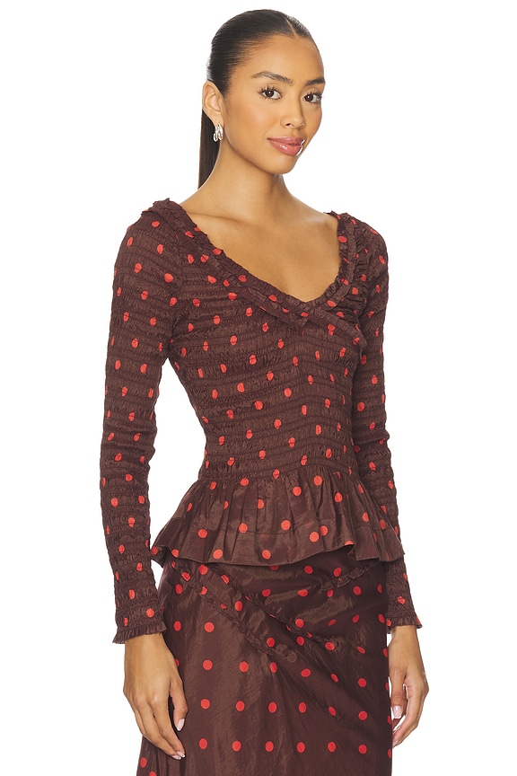 view 2 of 4 Suri Shirred Blouse in Burgundy