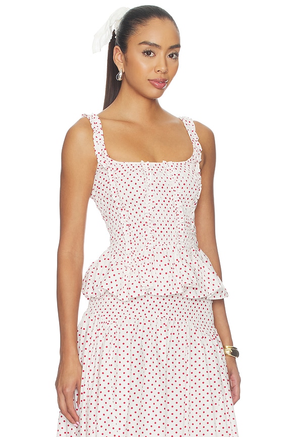 view 2 of 5 Raphi Cami Top in Off White & Red Spot