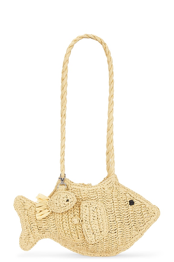 view 1 of 4 Raffia Fish Bag With Bag Charm in Natural