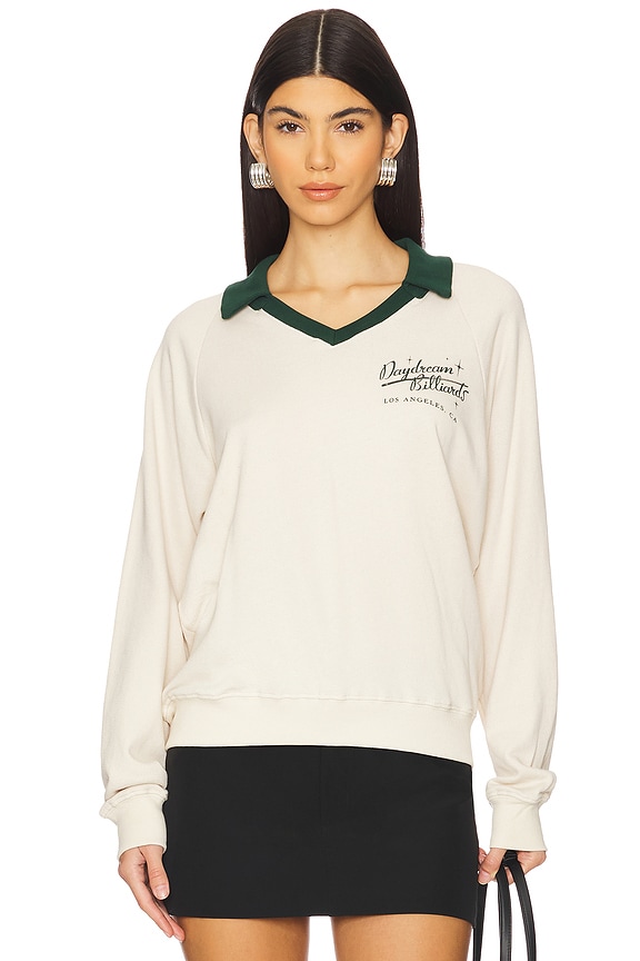 view 2 of 5 That's Your Cue Polo Sweatshirt in Dirty White