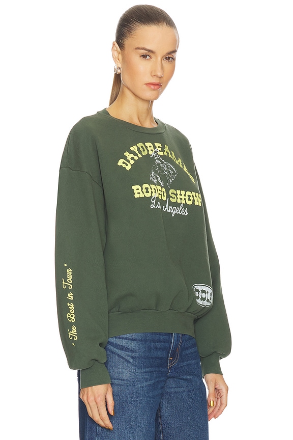 view 2 of 5 Rodeo Show Oversized Crew Sweatshirt in Deep Green