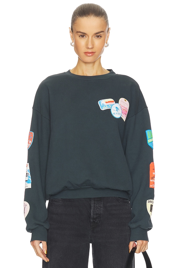 view 1 of 5 Ski Patch & Pass Collector Oversized Crew Sweatshirt in Washed Black
