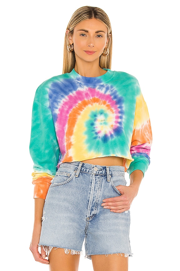DAYDREAMER X REVOLVE Crop Sweatshirt in Psychedelic Tie Dye | REVOLVE