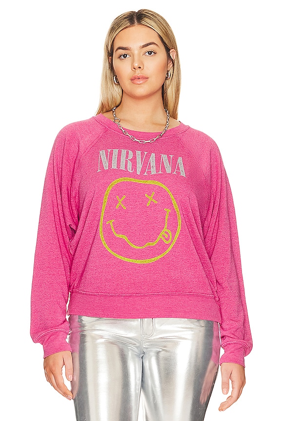 view 2 of 8 CUELLO REDONDO GRÁFICO NIRVANA SMILEY RAGLAN in Pink Cosmo