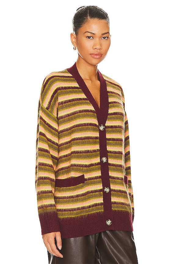 view 2 of 4 ストライプカーディガン in Cherry Crush