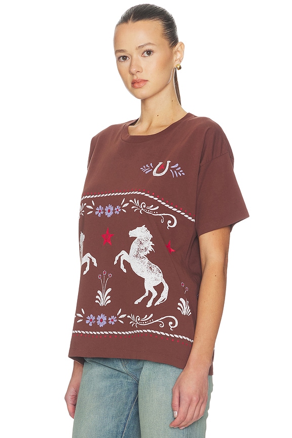 view 2 of 4 T-SHIRT FLORAL HORSE PATTER MERCH in Nutmeg