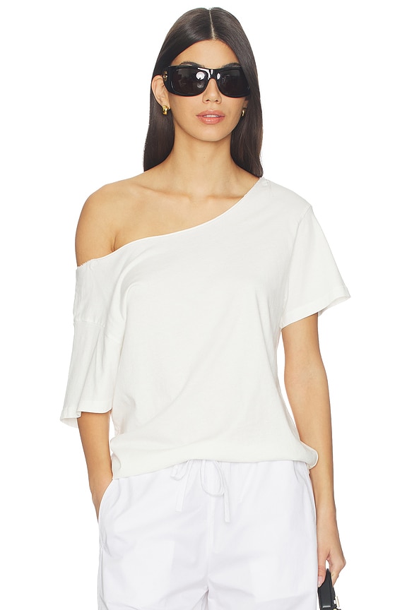 view 1 of 4 Solid Off The Shoulder Tee in Vintage White