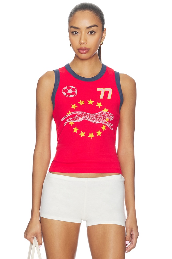 view 1 of 4 Team Cheetah Shrunken Tank Top in Red Combo