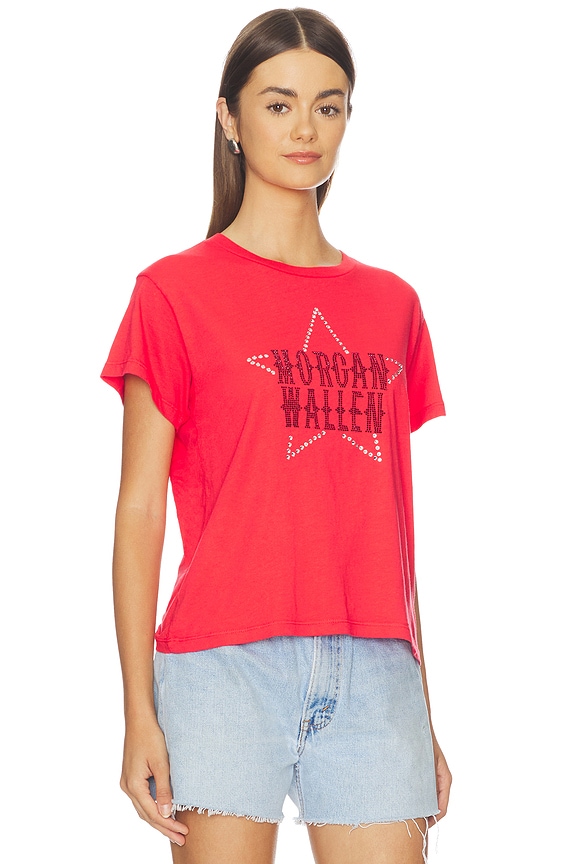 view 2 of 5 T-SHIRT MORGAN WALLEN RHINESTONE STAR SOLO TEE in Deep Sea Coral