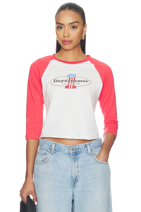 view 1 of 4 T-SHIRT NUMBER ONE RAGLAN in Deep Sea Coral Combo