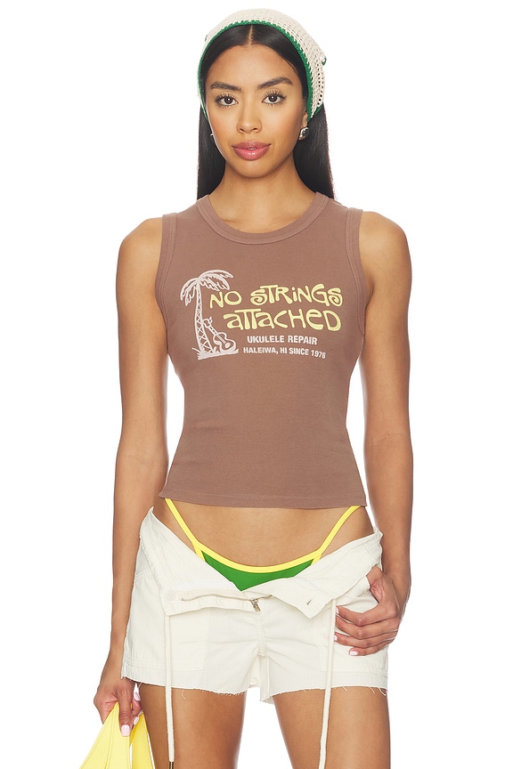 view 1 of 4 No Strings Attached Shrunken Tank Top in Chocolate Malt