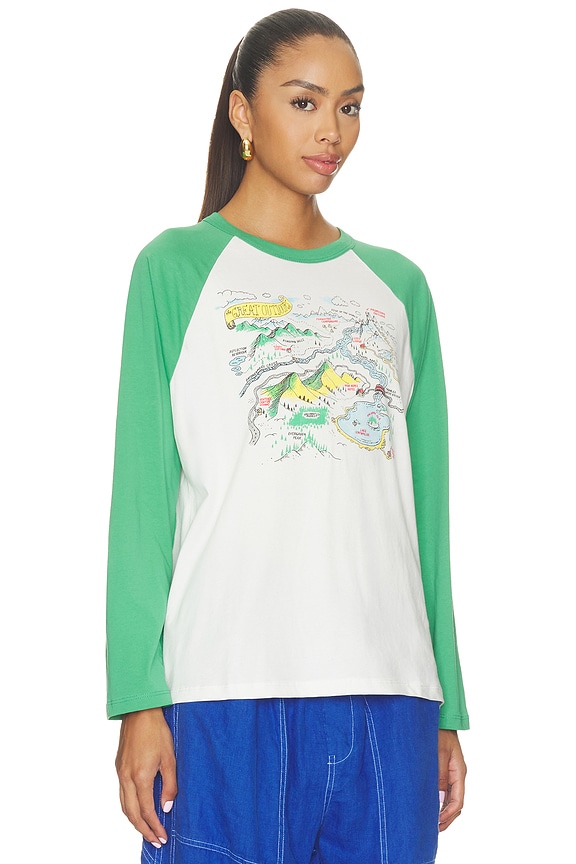 view 2 of 4 Map Of Nowhere Oversized Raglan Long Sleeve Top in Briar Combo in Green Briar Combo