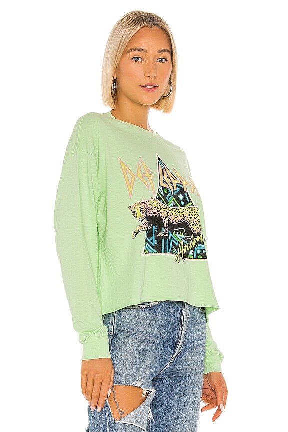 view 2 of 4 Def Leppard Crop Tee in Green