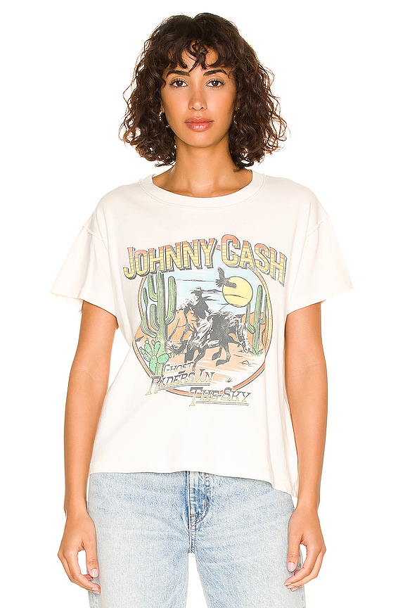 view 2 of 5 Johnny Cash Ghost Riders In The Sky Reverse Girlfriend Tee in Stone Vintage