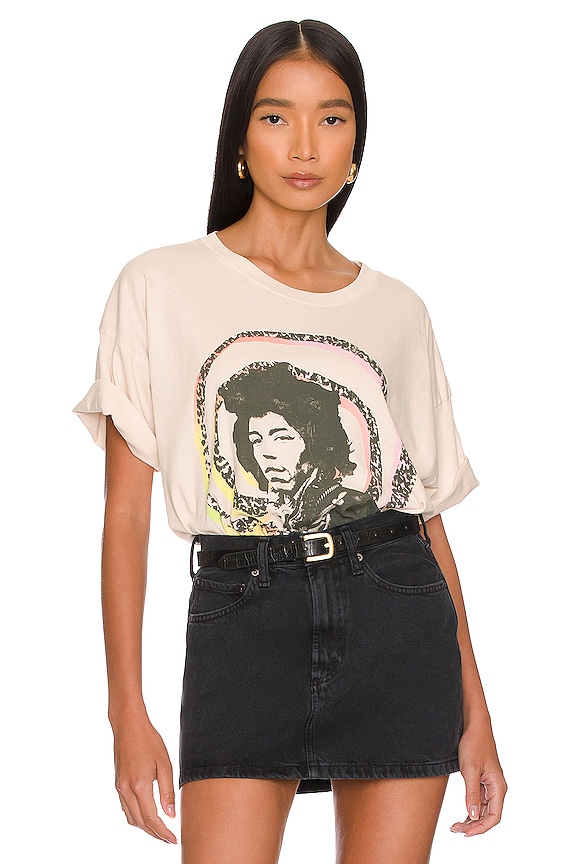 view 1 of 5 Jimi Hendrix Spiral Merch tee in Dirty White