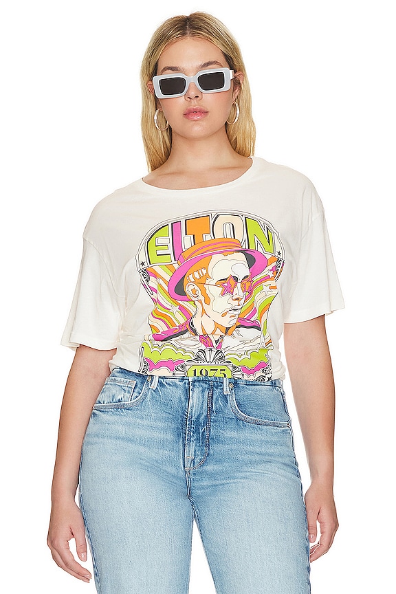 view 2 of 10 ELTON JOHN 1975 バンドTシャツ in Stone Vintage