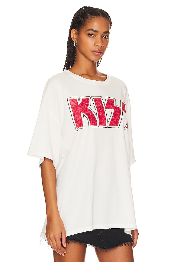 view 2 of 5 ФУТБОЛКА KISS GLITTER LOGO in Vintage White