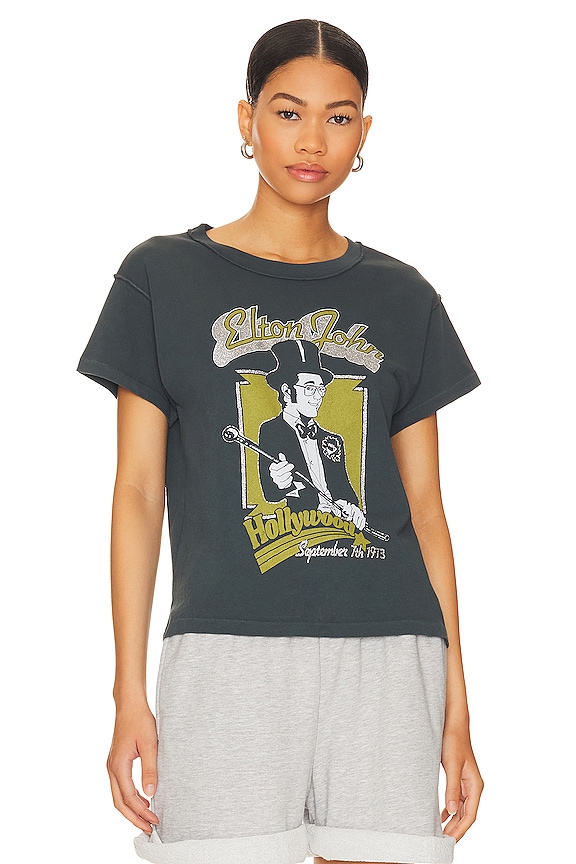 view 2 of 5 Elton John Hollywood 1973 Reverse Tee in Vintage Black