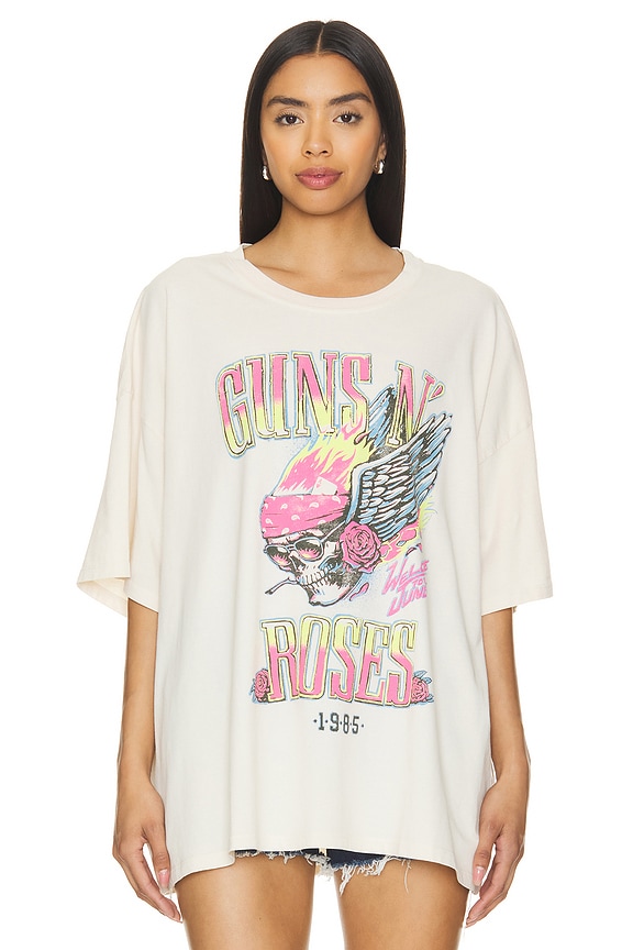 view 2 of 5 Guns N Roses Flaming Skull Tee in Dirty White